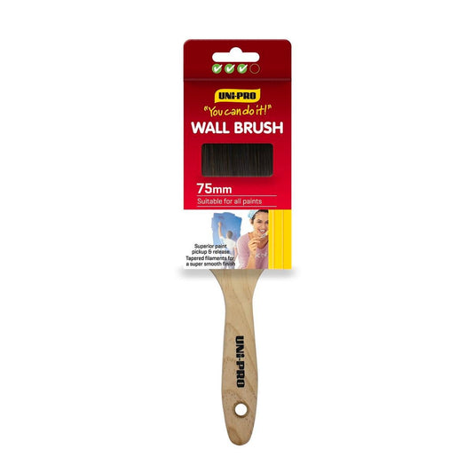 Uni Pro 75mm Synthetic Wall Paint Brush - Smooth Finish - Brown - Auzzistore