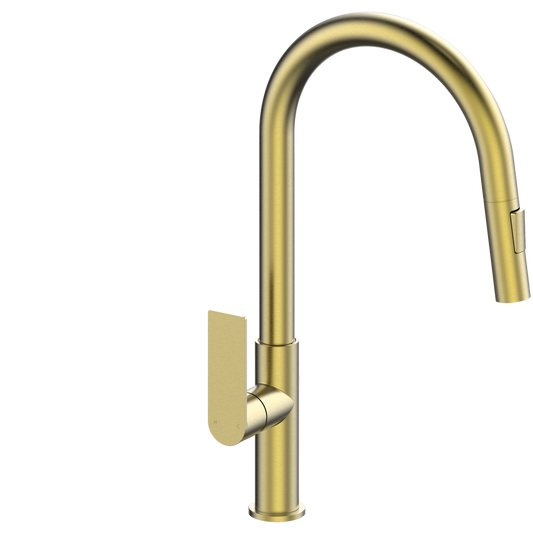 Mondella Rococo Pull Down Sink Mixer - 145mm x 435mm - Brushed Brass - Lead-Free