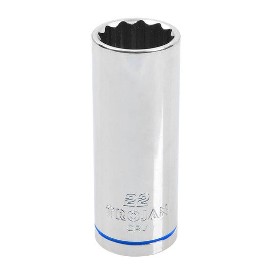 Trojan 22mm 1/2" Drive Deep Socket - Chrome Vanadium - Durable - 12 Point - Auzzistore