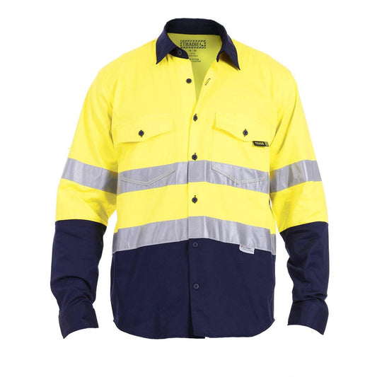Tradie 2XL Hi Vis Yellow Mens Reflective Long Sleeve Shirt - 150GSM - Safety & Comfort - Auzzistore