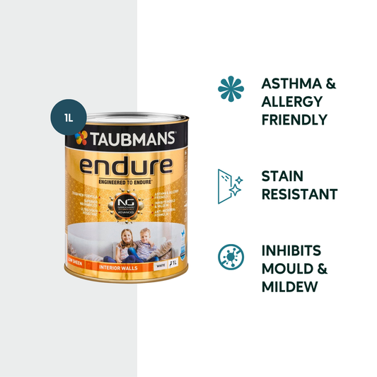 Taubmans 1L Low Sheen Endure Interior Walls Paint - White - Stain Resistant – view 2 - Auzzistore
