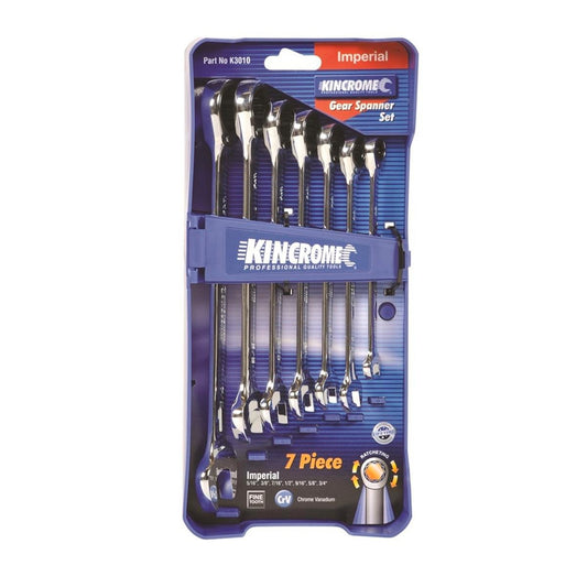 Kincrome 7 Piece Gear Spanner Set - Cr-V Steel - Compact - Durable