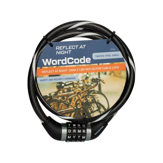 Wordcode Reflective Cable Lock 12mm x 1.8m - Durable Steel - Easy Combination