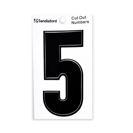 Sandleford 85mm Black Cut Out Self Adhesive House Number 5 - Auzzistore