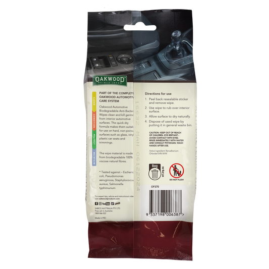Oakwood Anti Bacterial Wipe - 200 x 150mm - 40 Pack - Biodegradable - Quick-Drying – view 2