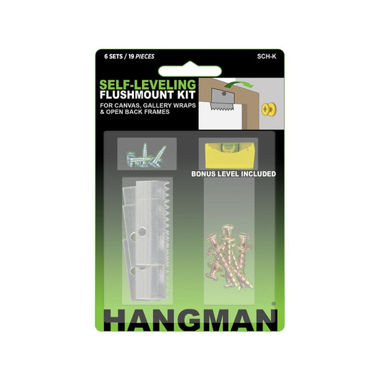 Hangman Flushmount Picture Hang Kit - 6 Pack - 139mm x 17mm x 93mm - Self-Leveling Hangers - Auzzistore