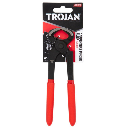 Trojan Carpenter S Pincer Plier 175mm Red and Black - Chrome Vanadium Steel