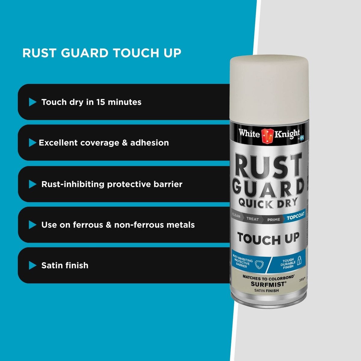 Color Chart Rust Guards White Knight Rust Guard Spray Paint - 300g - Surfmist - Acrylic - Quic ...