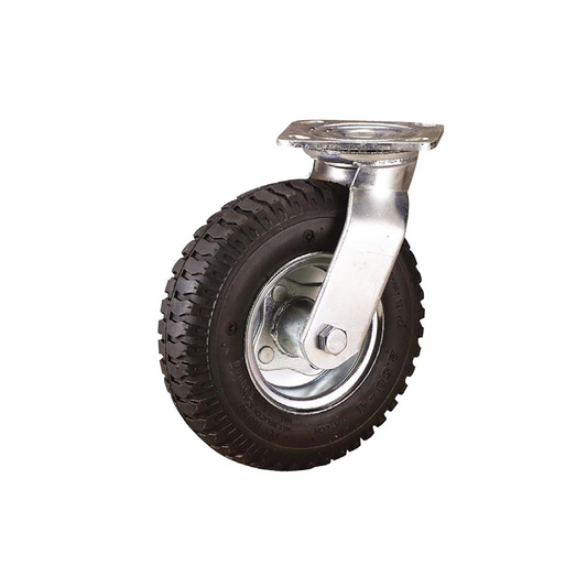 Easyroll Pneumatic Swivel Plate Castor 260mm Black Steel 140kg - Auzzistore
