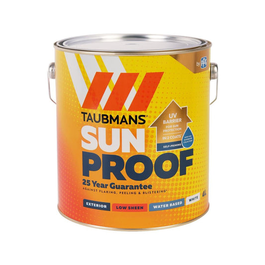 Taubmans 4L White Low Sheen Exterior Paint - UV Protection - Fast Drying - Auzzistore