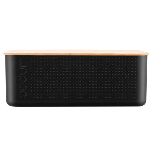 Bodum Bistro Large Bread Box Black - Durable Stainless Steel Construction, Ventilation Holes, Easy-to-Clean Design
