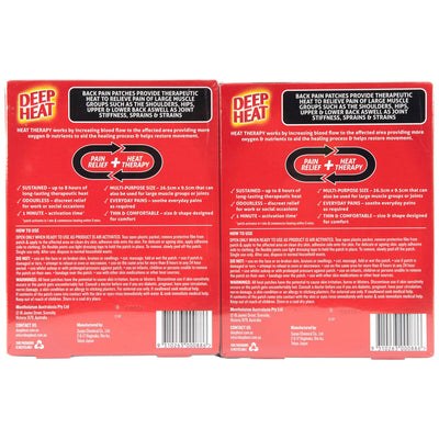 Deep Heat Back Pain Heat Patches 4 x 2 Pack Odourless Extra Large