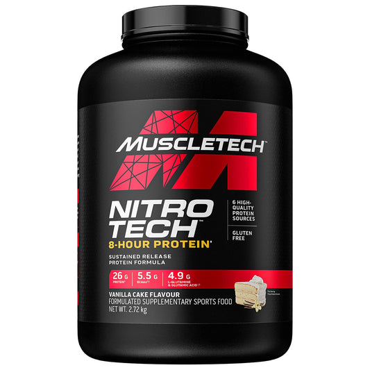 Muscletech Nitrotech 8 Hour Protein 2.72kg Vanilla Cake - Auzzistore