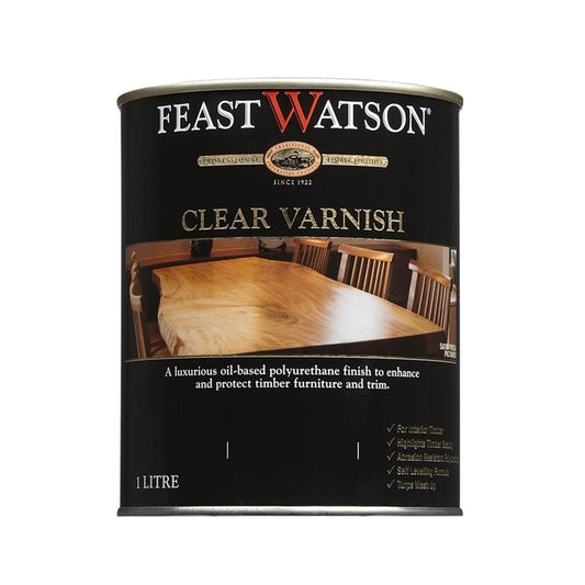 Feast Watson Clear Varnish - 1L - Oil Based - Satin Finish - Auzzistore