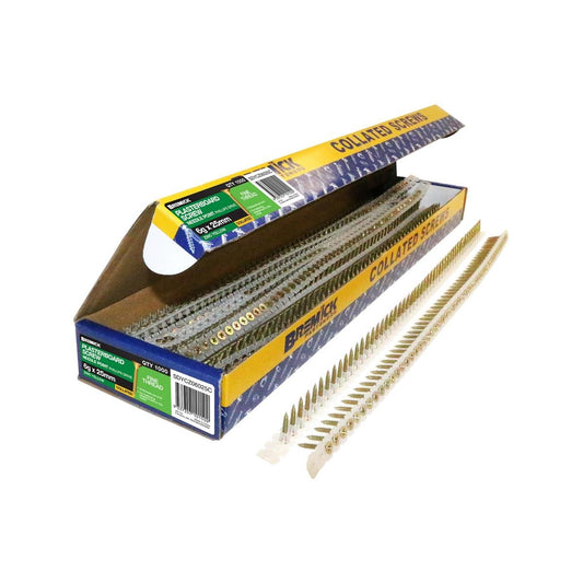 Bremick Collated Screws - 6g x 25mm - Zinc Yellow - 1000 Pack - Fine Thread - Auzzistore