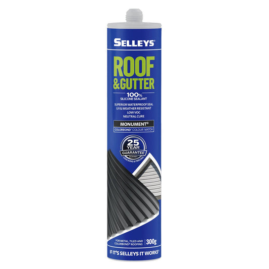 Selleys Roof and Gutter Silicone Sealant 300g - Monument - Waterproof - UV Resistant - Auzzistore