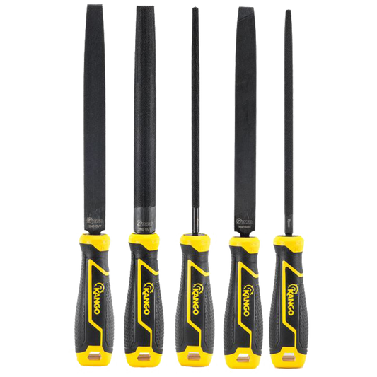 Kango 5 Piece File Set - 200mm Tempered Carbon Steel Files - Black - Auzzistore