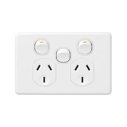 DETA X6 Double Power Point - 250V 10A Polycarbonate - Extra Switch - Auzzistore