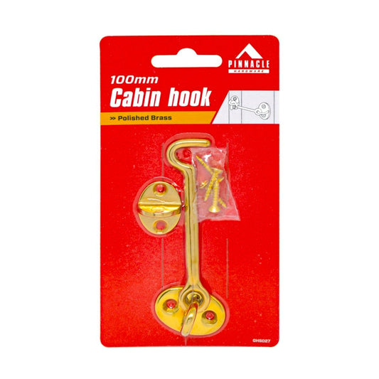 Pinnacle Cabin Hook 100mm Polished Brass Steel Durable Door Holder - Auzzistore