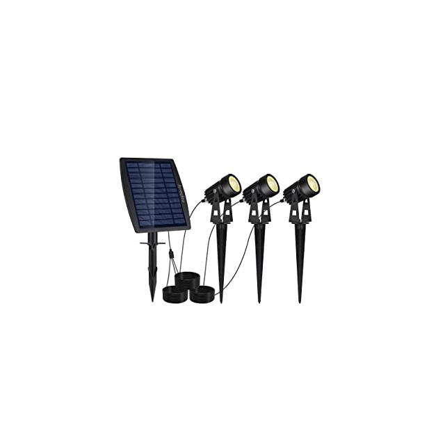 3 x LED Spotlights Powered Solar Garden Lights Outdoor Waterproof (Warm White)