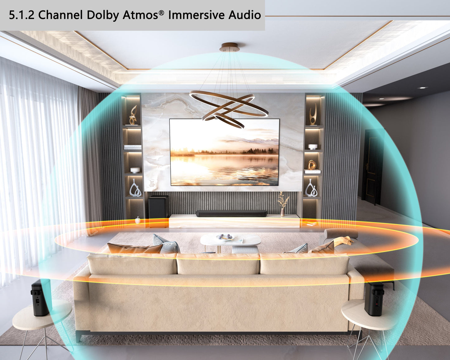 Kogan 5.1.2 Channel 320W Dolby Atmos Soundbar with Subwoofer & Rear Speakers