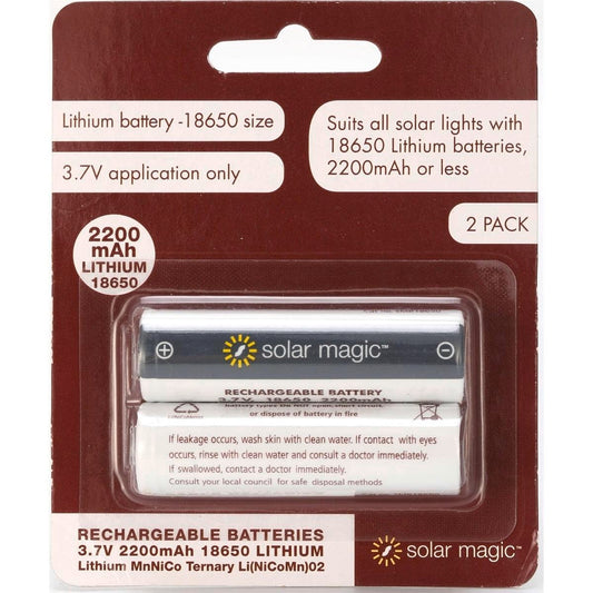 Solar Magic 2200mAh Lithium Ion Rechargeable Batteries 2 Pack