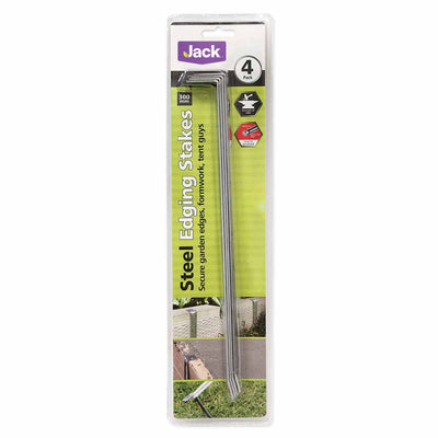 Jack Steel Edging Stake 300mm x 25mm 4 Pack Durable Galvanised