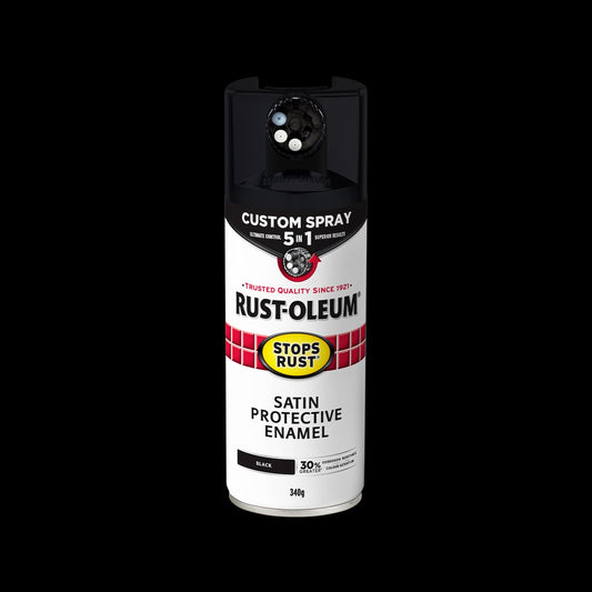 Rust Oleum 340g Black Satin Spray Paint - 5 in 1 Custom Spray - Rust Protection – view 2 - Auzzistore