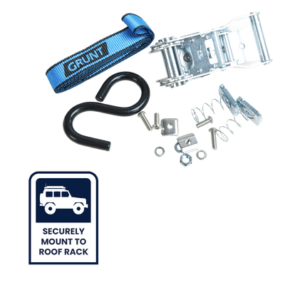 Grunt T Slot Roof Ratchet Tie Down - 25mm x 2m - 350kg Capacity - Universal Fit
