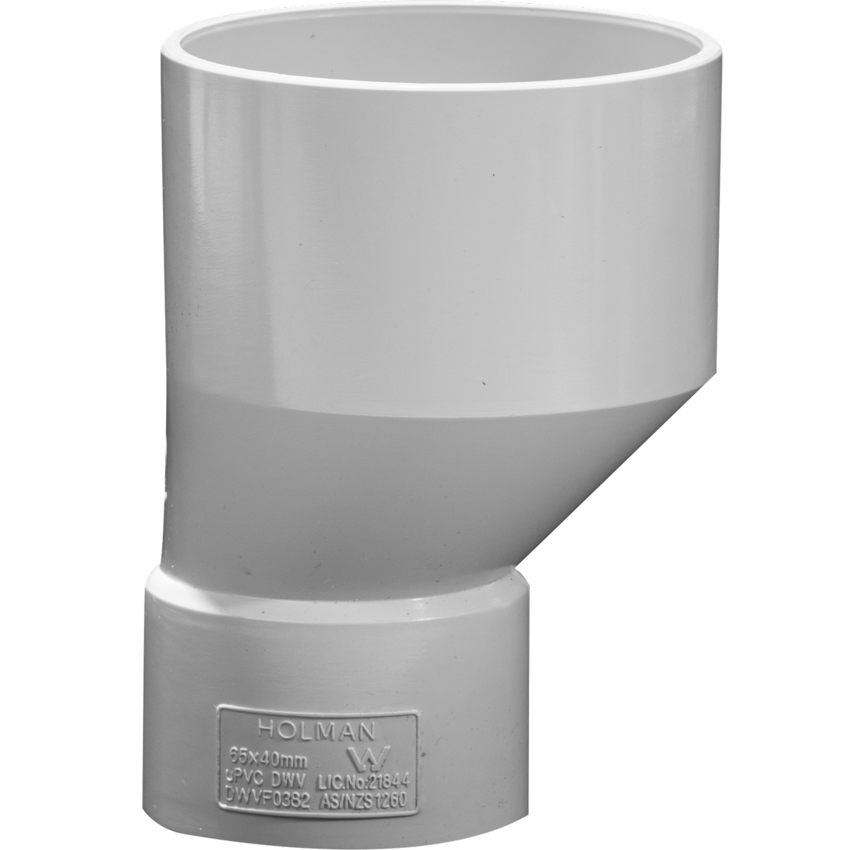Holman 65mm x 40mm PVC DWV Taper Level Invert - Sewer & Vent Use ...