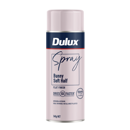 Dulux Spray Paint 340g Flat Bunny Soft Half - Fast Drying - Self-Priming - Auzzistore