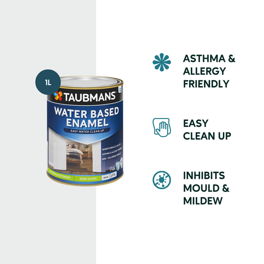 Taubmans 1L White Semi Gloss Water Based Enamel Paint - Easy Clean-Up - Mould Resistant – view 2 - Auzzistore