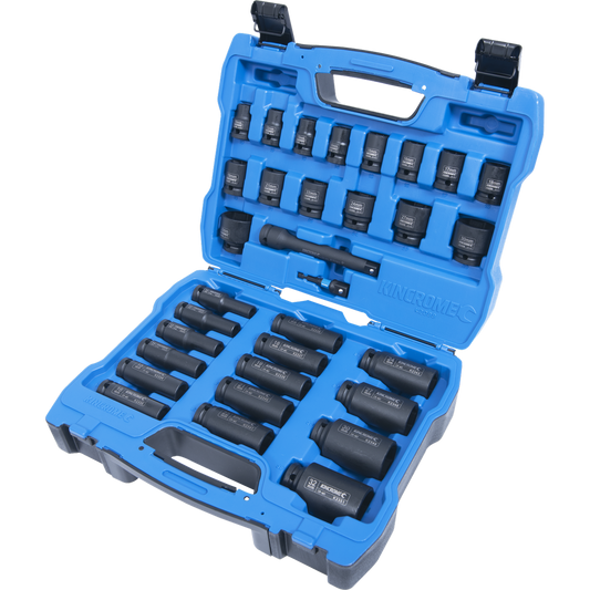 Kincrome 1/2" Drive Metric Impact Socket Set 32 Piece - Chrome Molybdenum - Auzzistore