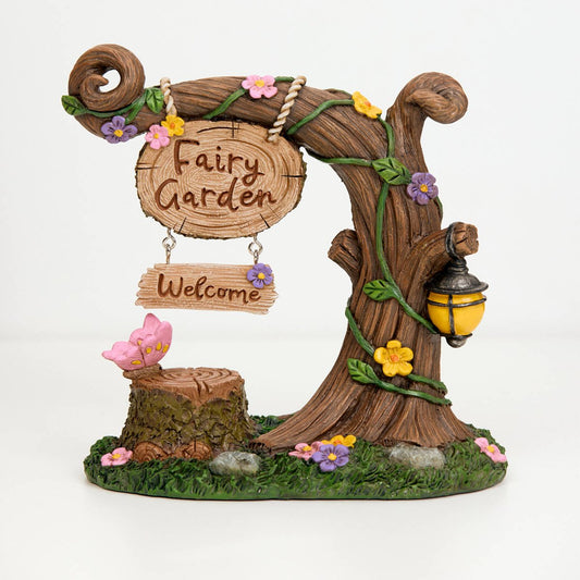 Resin Statue Fairy Garden Sign - Whimsical Outdoor Decor - 110mm x 170mm x 175mm - Multicolour