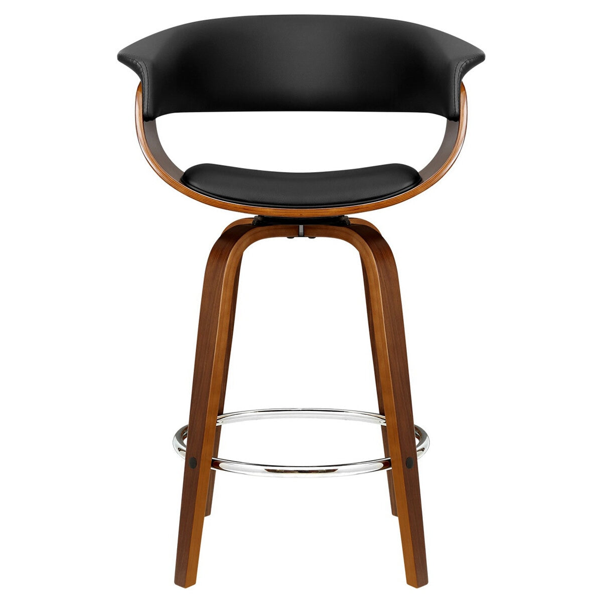 Artiss Bar Stool Fixed Leather Back Wooden Black