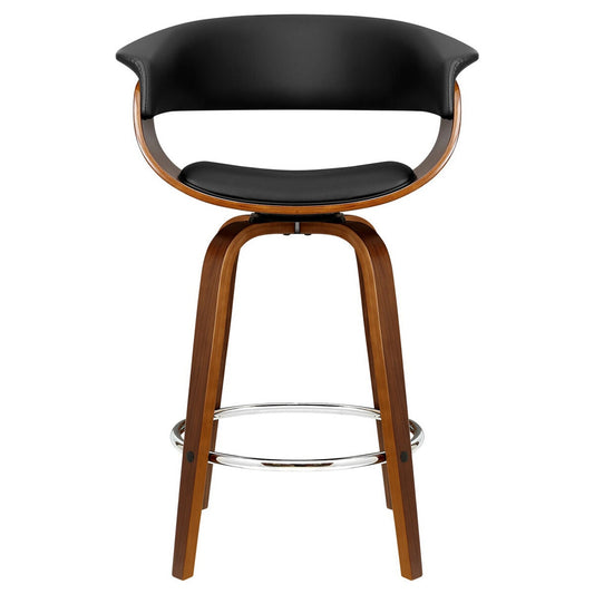 Artiss Bar Stool Fixed Leather Back Wooden Black