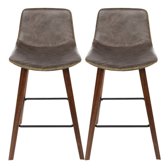 Artiss Cafe Barstool Wood Walnut 2 Pack – view 2
