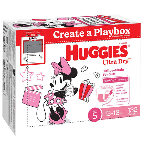 Huggies Girls' Ultra Dry Nappies Size 5 Walker (13-18kg) 132 Nappies - Auzzistore
