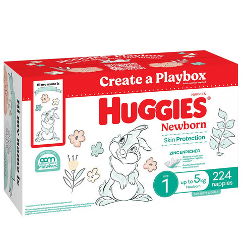 Huggies Unisex Ultimate Nappies Size 1 Newborn (Up to 5 kg) 224 Nappies - Auzzistore