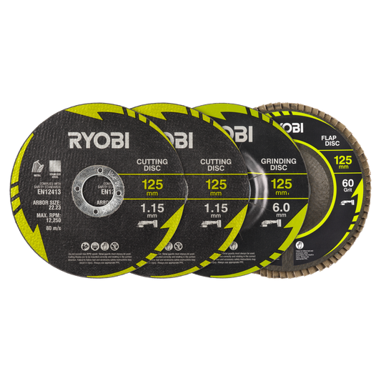 Ryobi 4 Piece Cutting and Grinding Set - 125mm - Metalworking Precision - Auzzistore