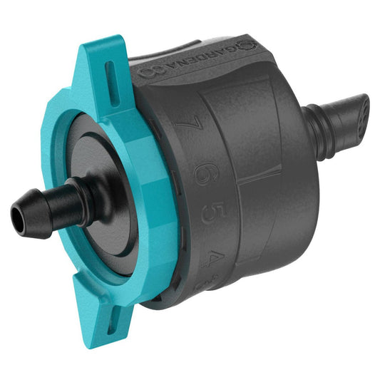 Gardena Micro Irrigation Adjustable Endline Drip Head 1-8 L/H - 5 Pack - Black/Turquoise - Pressure Compensating
