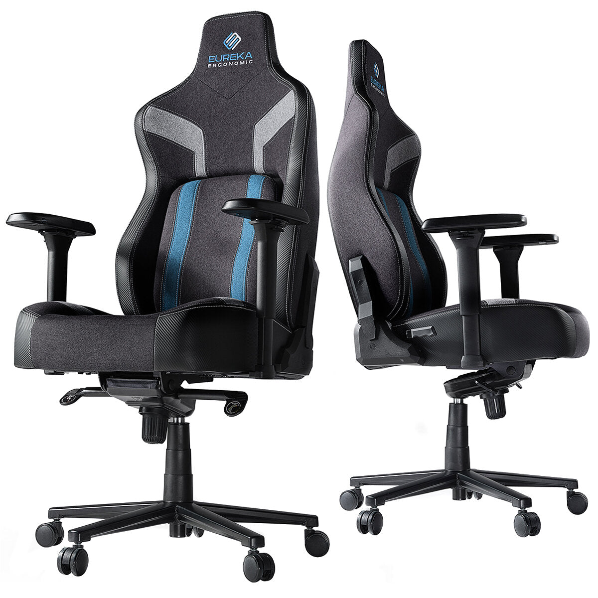 Eureka Python II GC08 Black/Blue Ergonomic Chair | Adjustable Lumbar Support, Breathable Mesh, 360° Swivel