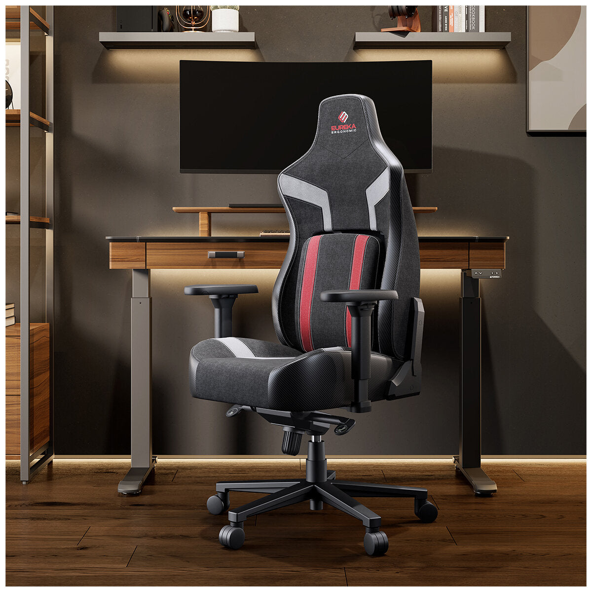Eureka Python II GC08 Black/Red Ergonomic Chair | Adjustable Lumbar Support & Breathable Mesh | Ideal for Home Office