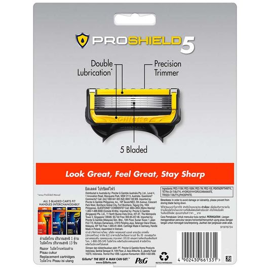 Gillette Fusion Proshield Razor + 13 Refills - Advanced Lubrication & Precision Trimming – view 2