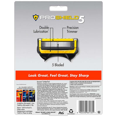 Gillette Fusion Proshield Razor + 13 Refills - Advanced Lubrication & Precision Trimming
