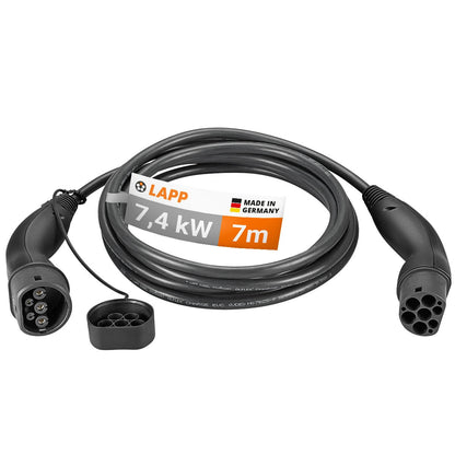 LAPP EV Charge Cable Type 2 (7.4kW-1P-32A) 7M Black