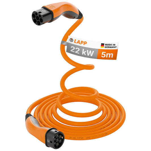 LAPP EV Helix Charge Cable Type 2 (22kW-3P-32A) 5M Orange