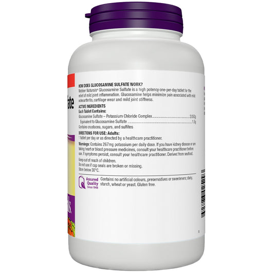 Webber Naturals Glucosamine Sulfate 1500mg 180 Tablets – view 2