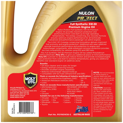 Nulon Protect Full Synthetic 5W-30 Premium Petrol Engine Oil