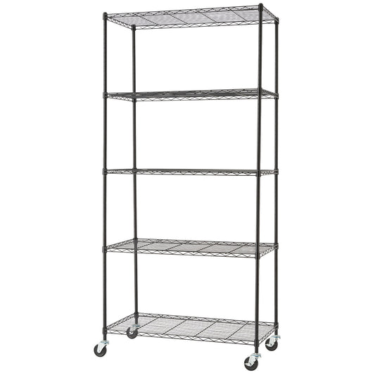 Trinity Basics 5 Tier Shelving Rack Black